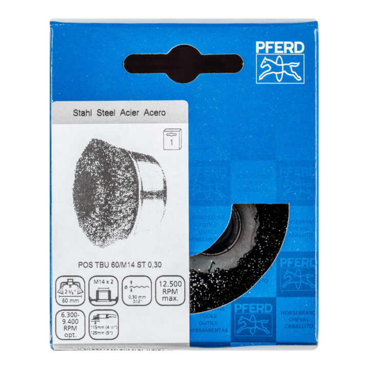 PFERD Bekerborstel met draad, ongetordeerd POS TBU 60/M14 ST 0,30