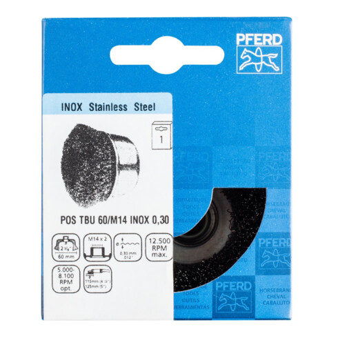 PFERD Brosse à godets avec fil, non nouée POS TBU 60/M14 INOX 0,30