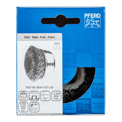PFERD Brosse à godets avec fil, non nouée POS TBU 60/M14 ST 0,30