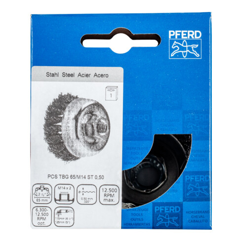 PFERD Brosse à godets avec fil, nouée POS TBG 65/M14 ST 0,50