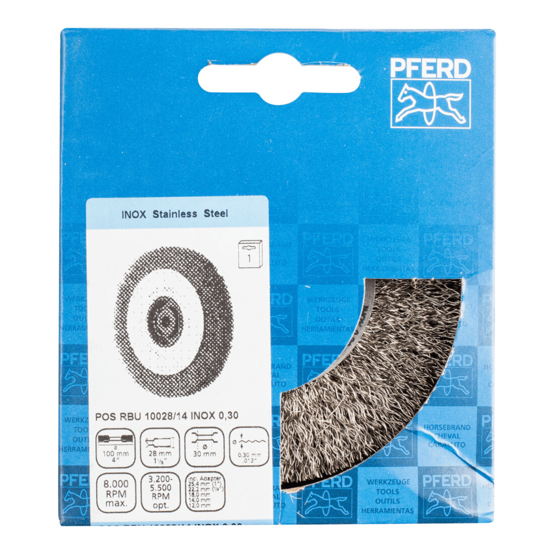 PFERD Brosses plates, non torsadées POS RBU 18038/AK32-2 INOX 0,30 Fil ondulé de 0,3 mm