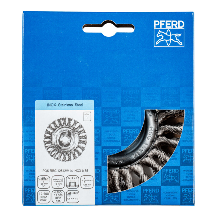 PFERD Brosse ronde, nouée POS RBG 12512/M14 INOX 0,35