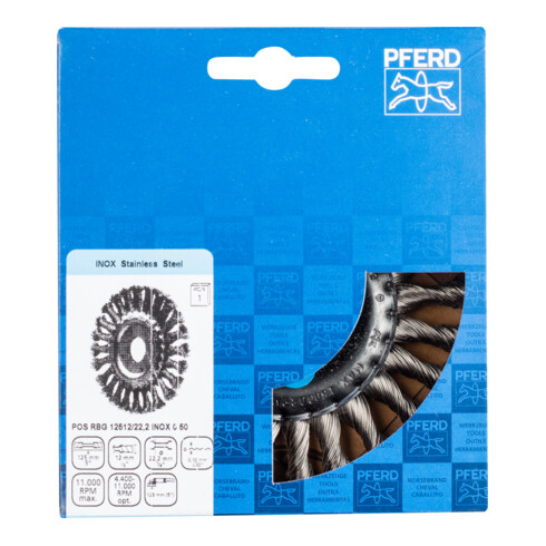 PFERD Brosse ronde, POS nouée RBG 12512/22,2 INOX 0,50