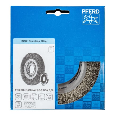 PFERD Brosses plates, non torsadées POS RBU 15025/AK32-2 INOX 0,30