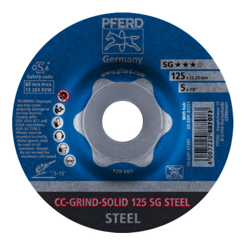 PFERD CC-GRIND-Schleifscheibe CC-GRIND-SOLID 180 SG STEEL