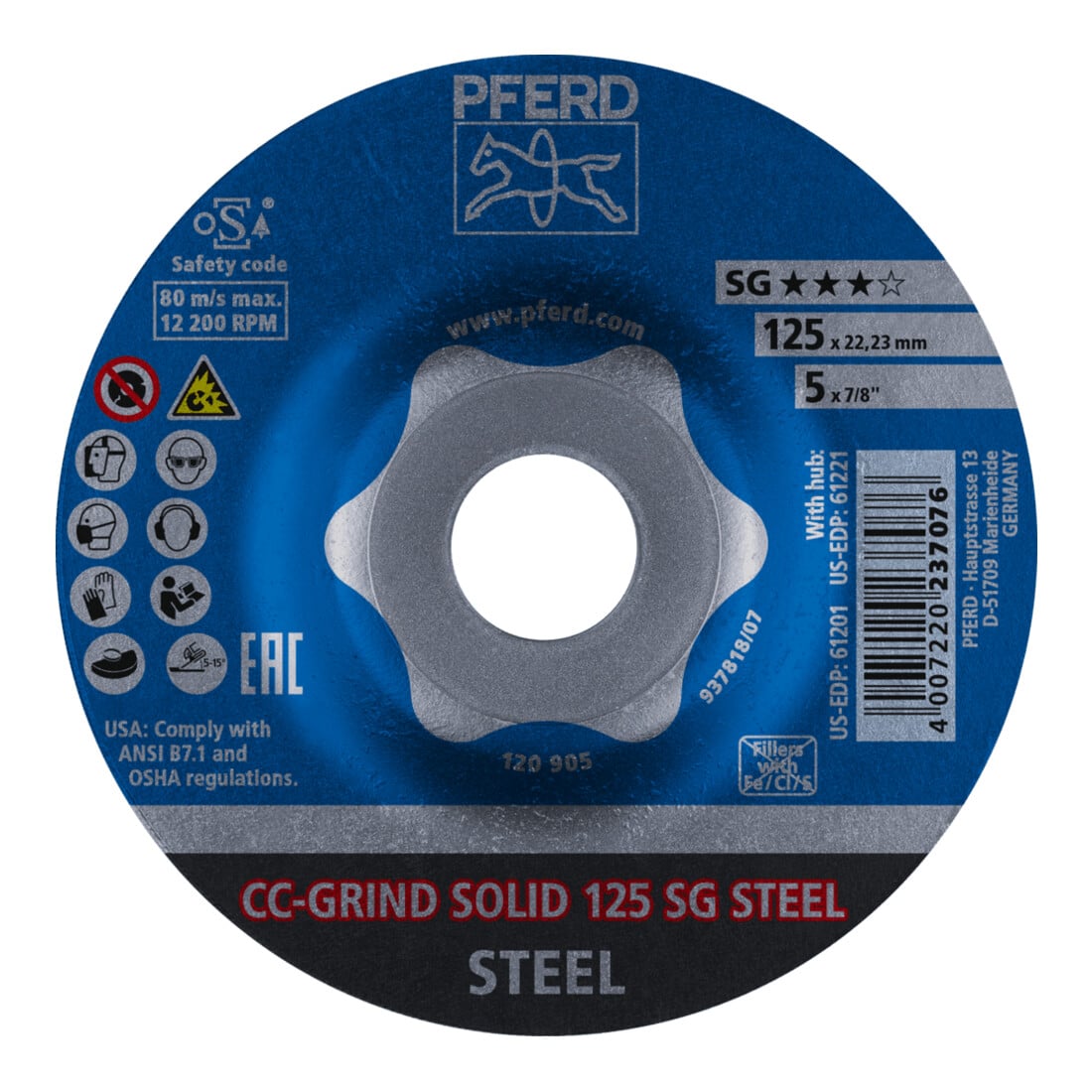 PFERD TOOLS CC-GRIND-Schleifscheibe CC-GRIND-SOLID 180 SG STEEL