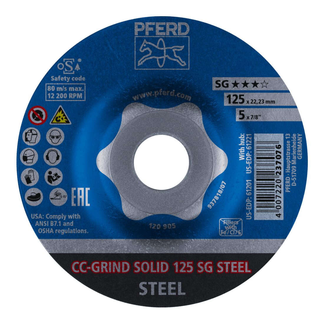 PFERD TOOLS CC-GRIND-Schleifscheibe CC-GRIND-SOLID 180 SG STEEL