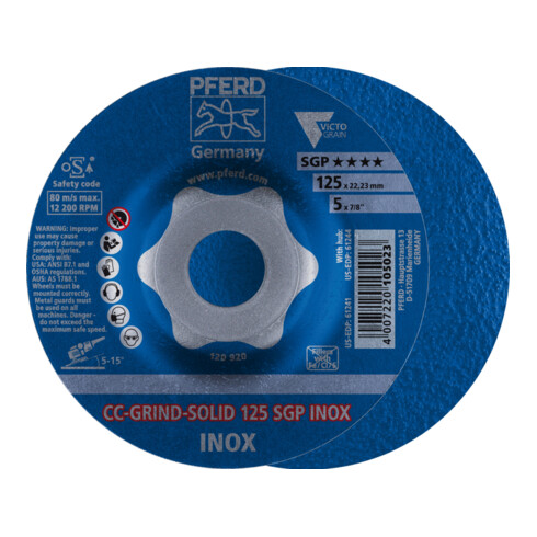 PFERD CC-GRIND slijpschijf CC-GRIND-SOLID 125 SGP INOX