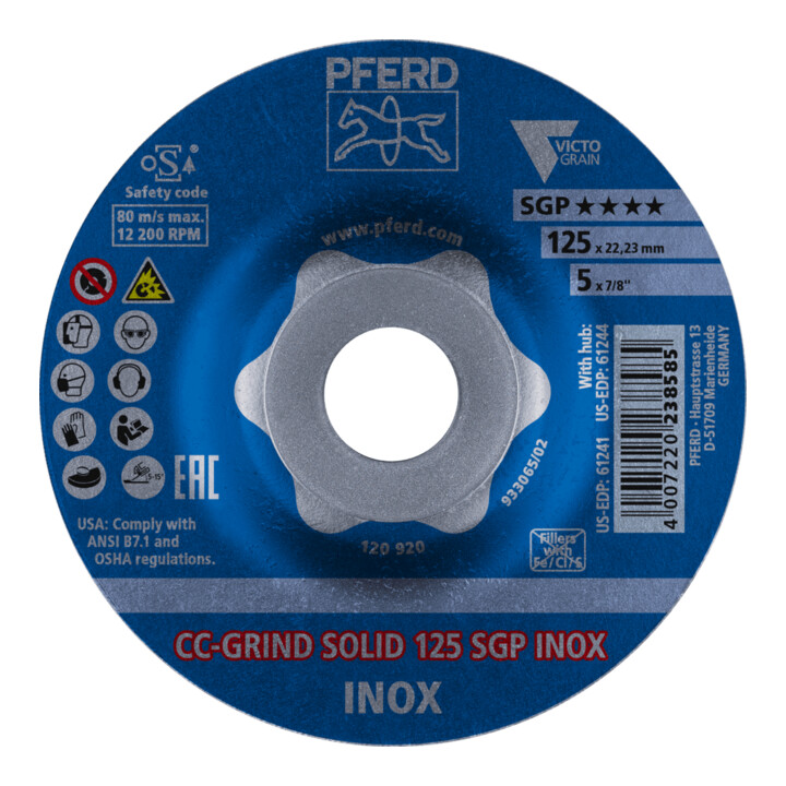 PFERD CC-GRIND slijpschijf CC-GRIND-SOLID 125 SGP INOX