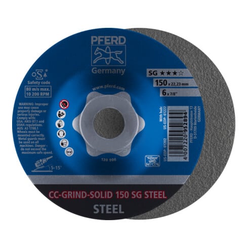 PFERD CC-GRIND-SOLID Schleifscheibe 150x22,23 mm COARSE Leistungslinie SG STEEL für Stahl