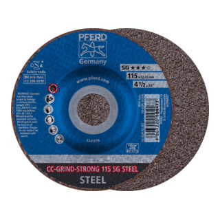 PFERD CC-GRIND-STRONG Schleifscheibe 115x22,23 mm COARSE Leistungslinie SG STEEL für Stahl