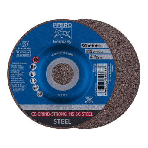 PFERD CC-GRIND-STRONG Schleifscheibe 115x22,23 mm COARSE Leistungslinie SG STEEL für Stahl
