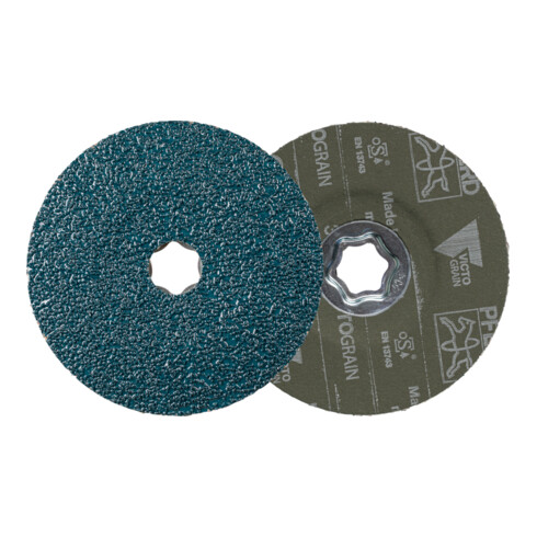 PFERD COMBICLICK Fiberscheibe Ø 125 mm VICTOGRAIN 36 Höchstleistung auf Stahl