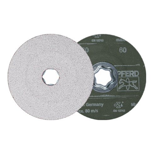 PFERD COMBICLICK Keramikkorn Fiberscheibe Ø 115 mm CO-ALU60 für weiche NE Metalle