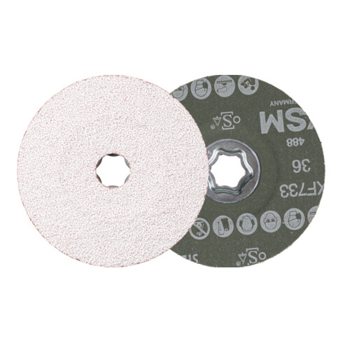PFERD COMBICLICK Keramikkorn Fiberscheibe Ø 125 mm CO-ALU36 für weiche NE Metalle