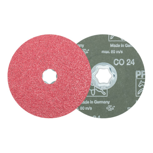 PFERD COMBICLICK Keramikkorn Fiberscheibe Ø 125 mm CO24 für hohen Abtrag auf Stahl
