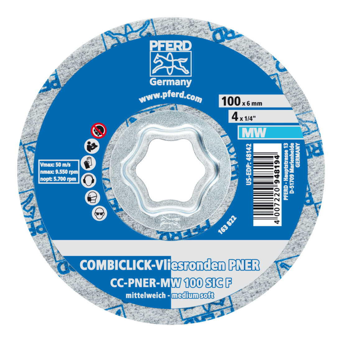PFERD TOOLS COMBICLICK verpresste Vliesronde CC PNER SIC Fein für Finish