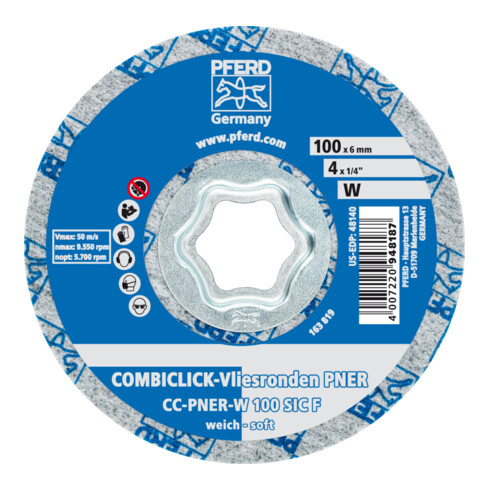 PFERD COMBICLICK verpresste Vliesronde CC PNER SIC Fein für Finish