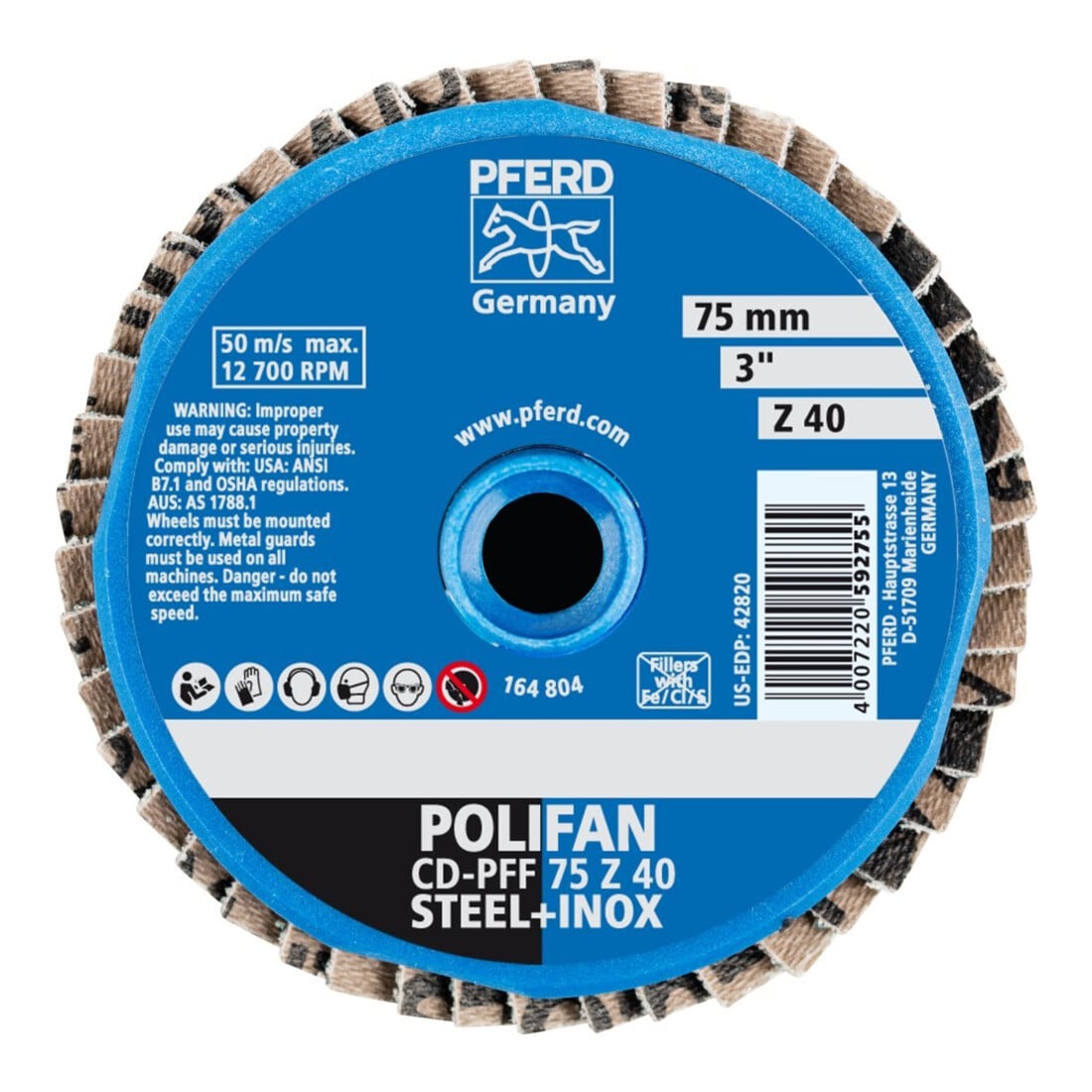 Pferd COMBIDISC Mini-Polifan 75 mm K 40 Zircone