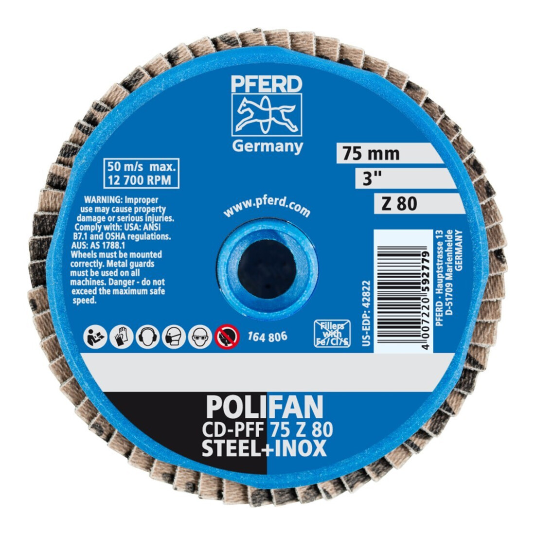 Pferd COMBIDISC Mini-Polifan 75 mm K 80 Zircone