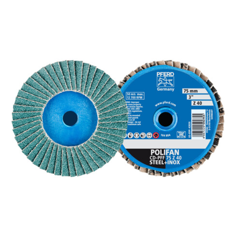 PFERD COMBIDISC Zirkon Mini-POLIFAN CD Ø 75 mm Z40 für gehärteten Stahl