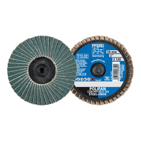 PFERD COMBIDISC Zirkon Mini-POLIFAN CDR Ø 50mm Z120 für gehärteten Stahl