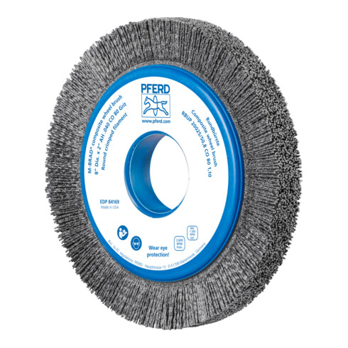 PFERD COMPOSITE Rundbürste RBUP Ø 200x25x50,8 mm Bohrung Keramik-Filament-Ø 1,10mm Korn 80 stationär