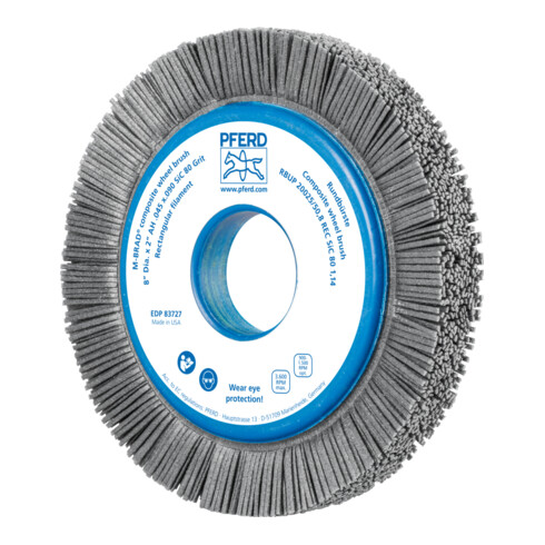 PFERD COMPOSITE Rundbürste RBUP Ø 200x25x50,8 mm Bohrung SiC-Filament-Ø 1,14 mm Korn 80 stationär