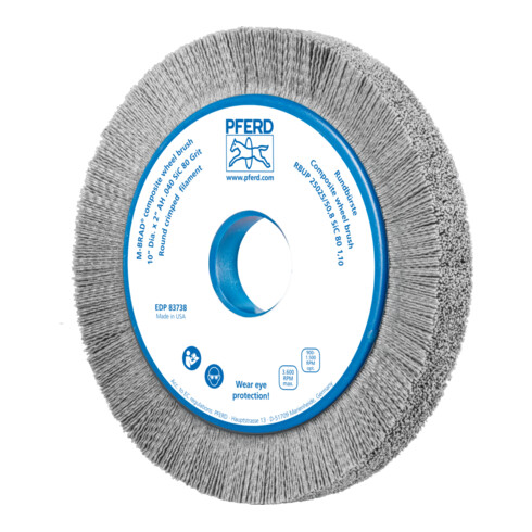 PFERD COMPOSITE Rundbürste RBUP Ø 250x25x50,8 mm Bohrung SiC-Filament-Ø 1,10mm Korn 80 stationär