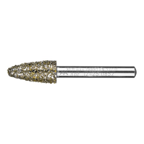 PFERD Diamant-Schleifstift Rundbogen Ø12,0mm Schaft-Ø6 mm D852 (sehr grob) zum Schleifen von Grau-und Sphäroguss