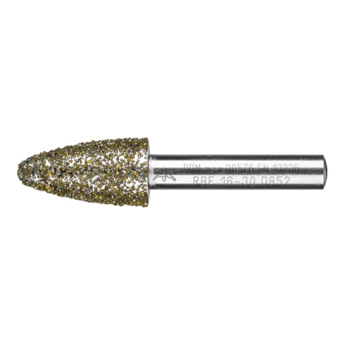 PFERD Diamant-Schleifstift Rundbogen Ø16,0mm Schaft-Ø8 mm D852 (sehr grob) zum Schleifen von Grau-und Sphäroguss