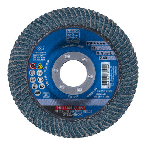 PFERD Dischi lamellari dritti CURVE L 115mm, grana 40