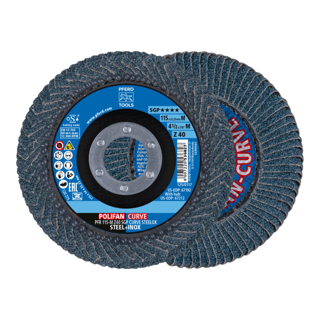 PFERD Dischi lamellari dritti CURVE M 115mm, grana 40