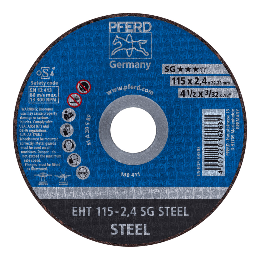 PFERD Disco da taglio 115x2,8 mm EHT115-2 A46 SG