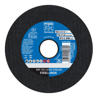 PFERD Disco da taglio EHT 115-1.0 SG STEELOX 22,23mm, dritto