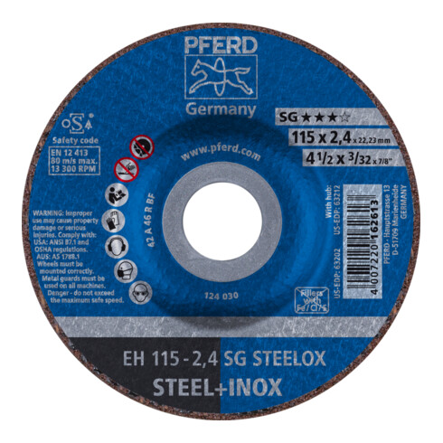 PFERD Disco da taglio EH 115-2,4 SG STEELOX 2,4mm