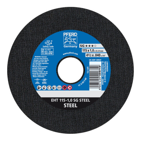 PFERD Disco da taglio EHT 115-1.0 SG STEEL