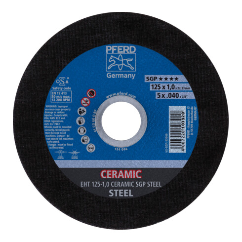 PFERD Disco da taglio EHT 125-1,0 CERAMIC SGP STEEL