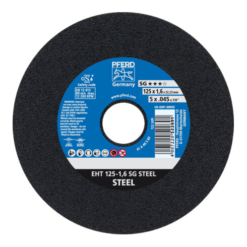 PFERD Disco da taglio EHT 125-1,6 SG STEEL