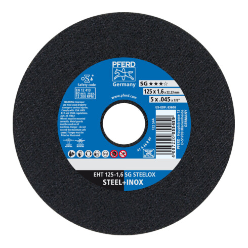 PFERD Disco da taglio EHT 125-1,6 SG STEELOX