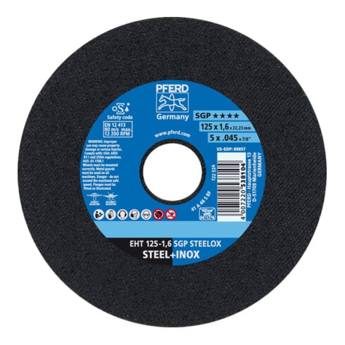 PFERD Disco da taglio EHT 125-1,6 SGP STEELOX