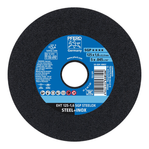 PFERD Disco da taglio EHT 125-1,6 SGP STEELOX