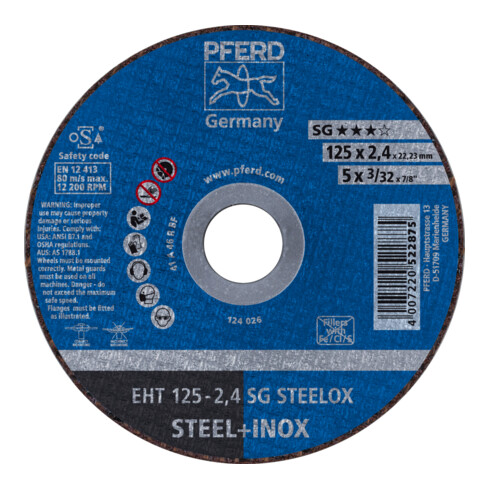 PFERD Disco da taglio EHT 125-2,4 SG STEELOX