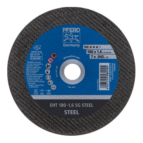 PFERD Disco da taglio EHT 180-1,6 SG STEEL