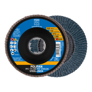PFERD Disco lamellare POLIFAN PFC 115 Z40 PSF STEELOX/X-LOCK