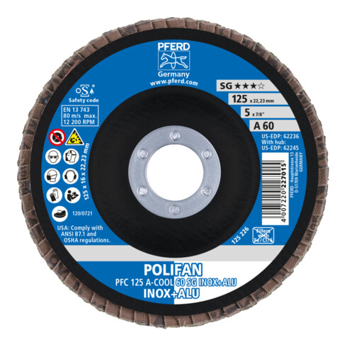 PFERD Disco lamellare POLIFAN PFC COOL SG INOX+ALU 125mm