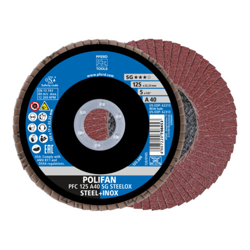 PFERD Disco lamellare POLIFAN PFC 125 A40 SG STEELOX