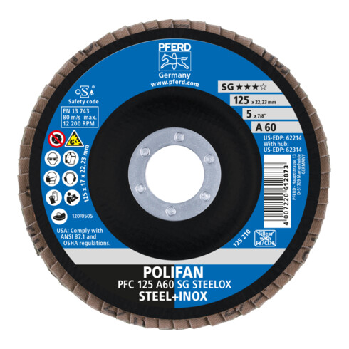 PFERD Disco lamellare POLIFAN PFC 125 A60 SG STEELOX