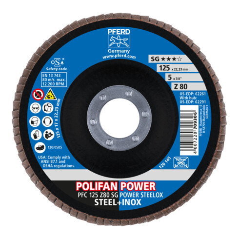 PFERD Disco lamellare POLIFAN PFC 125 Z 80 SG POWER STEELOX