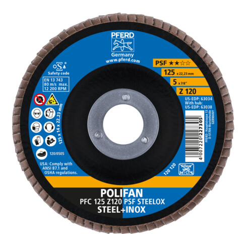 PFERD Disco lamellare POLIFAN PFC 125 Z120 PSF STEELOX (5)